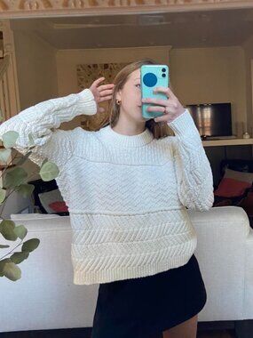 Madewell Women's Cream and White Jumper